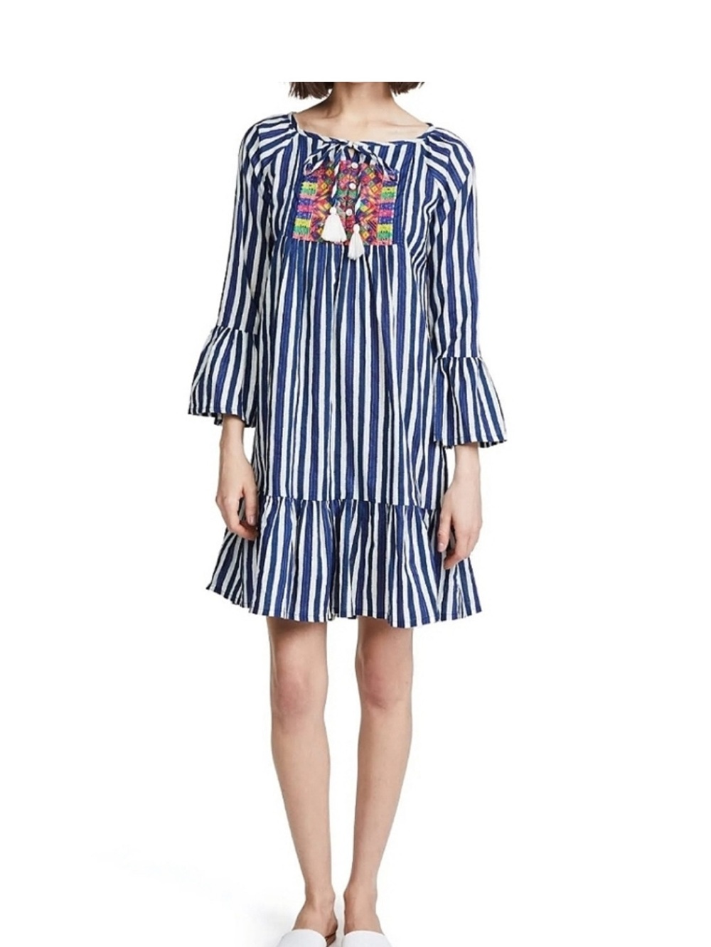 Roller Rabbit Maricruz striped embroidered dress size large